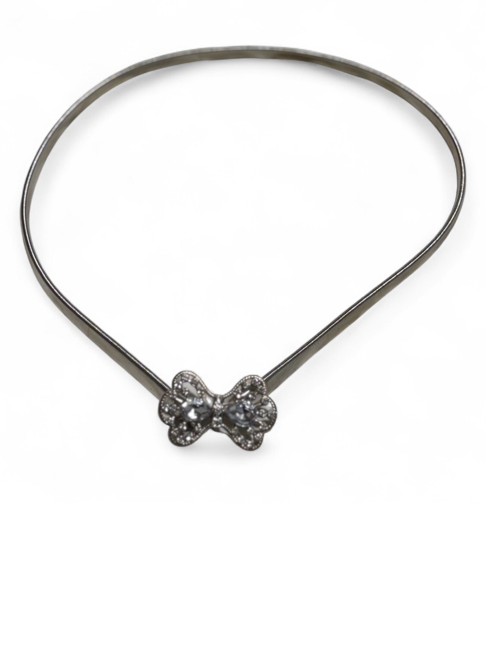 Silver Stretch Metal Rhinestone Bow Belt Y2K Coquette